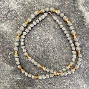 Vintage Grey Gold Beaded Necklace